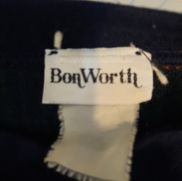 BonWorth Navy Plaid Knit Sweater with Multicolor Accents M/L - Picture 3 of 8